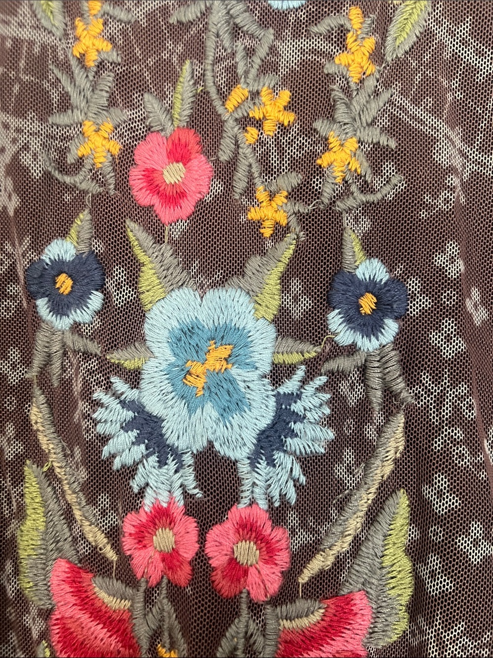 Johnny Was Plum Sheer Maxi Dress with Multicolor Floral Embroidery - Picture 3 of 4